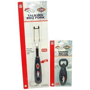 No Sound - 2 PC Lot Denver Broncos NFL Football Bottle Opener + BBQ Fork 2006/07